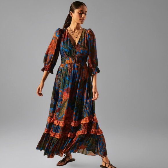 Anthropologie Dresses & Skirts - Anthropologie Farm Rio Puff Sleeve Maxi Dress NWT